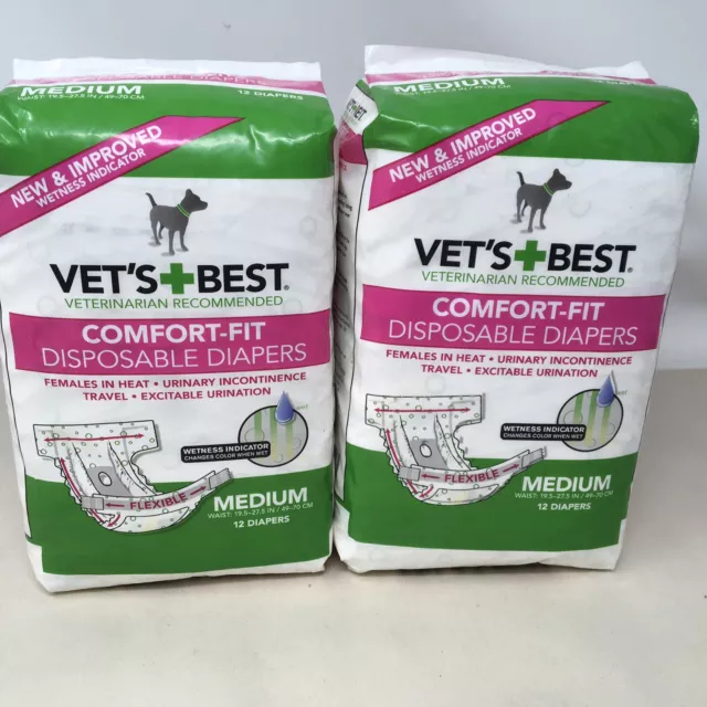 Vet's Best Comfort Fit Dog Diapers Disposable Female Dog Diapers Absorbent Med