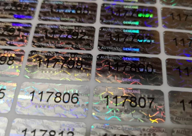 Tamper Proof Stickers 10mm x 20mm Serial Numbers Genuine Hologram Void Labels
