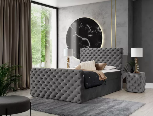 Letto Sommier Chesterfield-Lux Hotel Con Due Cassettoni per Kontinentales