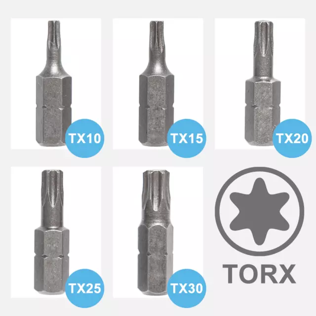 Torx Bits T10 T15 T20 T25 30 T40 Bitsatz TX Bit Set Schraubendreher Stahl S2