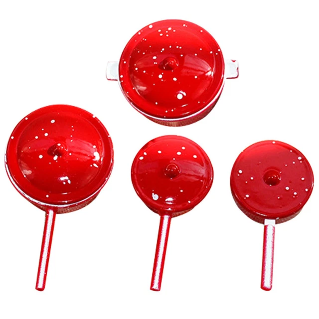 4 Pcs Alloy Child Dollhouse Furniture Miniatures Frying Pan