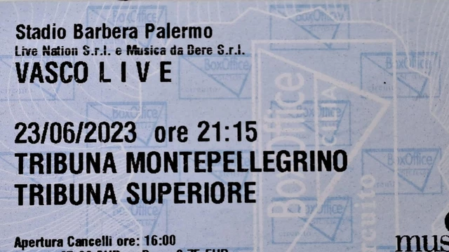 Biglietto Concerto Vasco Rossi Palermo 23 Giugno Tribuna Montepellegrino Sup.