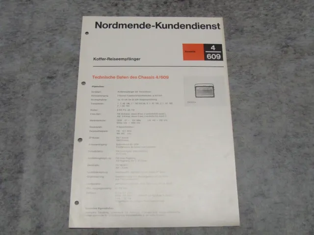 Schaltplan Service Manual Kofferradio Radio Nordmende Stradella 4/609
