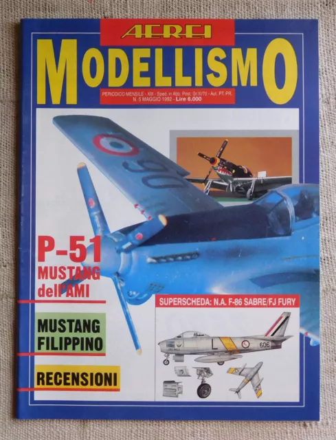 Aerei modellismo n.5 1992 - Mustang filippino, scheda N.A. F-86 sabre FJ Fury