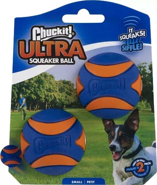 Chuckit! Ultra Squeaker Ball Dog Toy, Small (2 Inch) 2 Pack for Large Breeds Sma