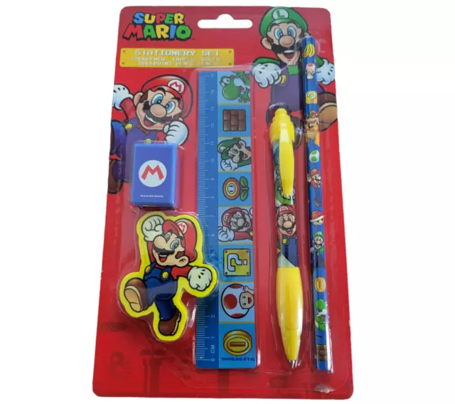 Super Mario Nintendo Schreibset Schule Set Stift Lineal Radiergummi Spitzer