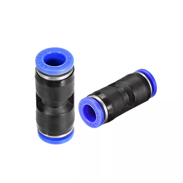 Plastic Straight Union Push to Connect Tube Fitting 8mm OD Push Fit Lock Blue