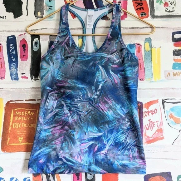 Ivivva by Lululemon Keep Ur Cool Tank Top 14 Blue Galaxy Print Marble Girls