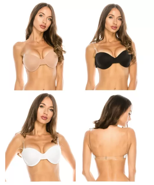 2021 Transparent Clear Push Up Bra Strap Invisible Bras Women Underwire 3/4  Cup