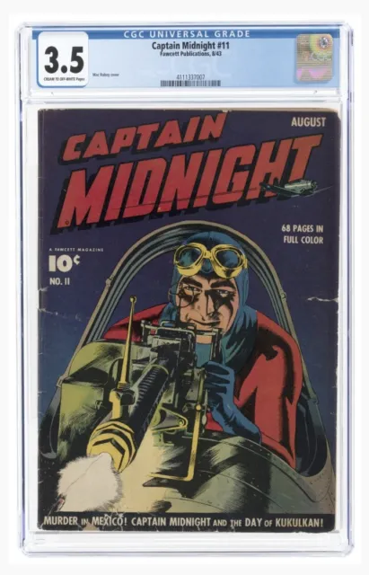Captain Midnight #11 August 1943 Cgc 3.5 Vg-