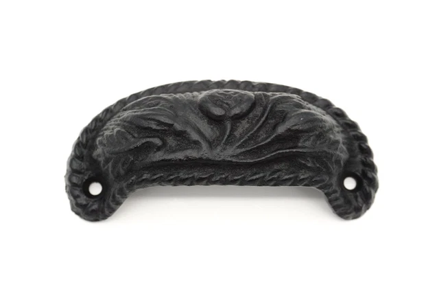 2 Bin Pulls Black Cast Iron Bin Pulls Antique Bin Pull Cabinet Drawer Bin Pulls