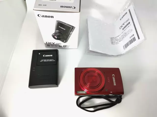 "Near Mint" / Canon IXY 190 Compact Digital Camera Red From Japan w/Box