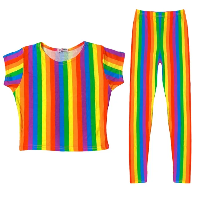 Set abbigliamento estivo multicolore bambine arcobaleno 7-13 anni