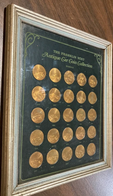 FRANKLIN MINT ANTIQUE Car Coin Collection Series 2 - Comes In Frame $22