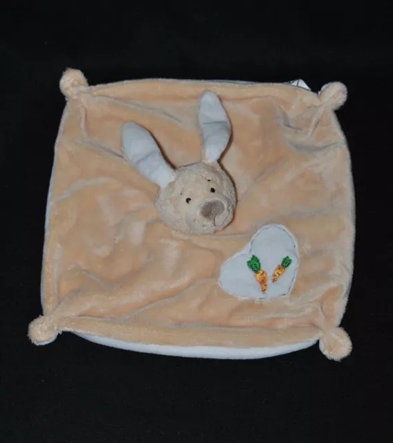 Peluche Doudou Lapin Plat MAXITA Beige Crème Carotte Brodée Orange Etat NEUF