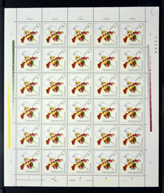 DDR 1968 kpl.Bogen postfrisch Mi 1421 Orchideen DV FN l BNr