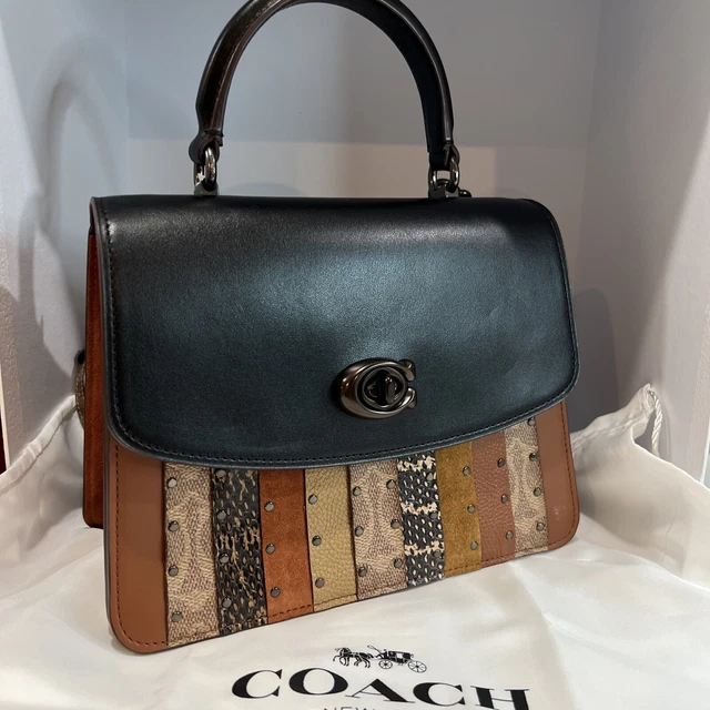 COACH PARKER TOP Handle Signature Canvas Patchwork Stripes