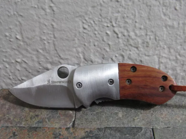 Browning Mini Steel EDC Knife Wood Handle New With Box! 3