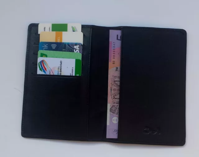 GENUINE LEATHER SOFT BLACK CREDIT CARD/ PASSPORT HOLDER PURSE WALLET by OZCRAFT