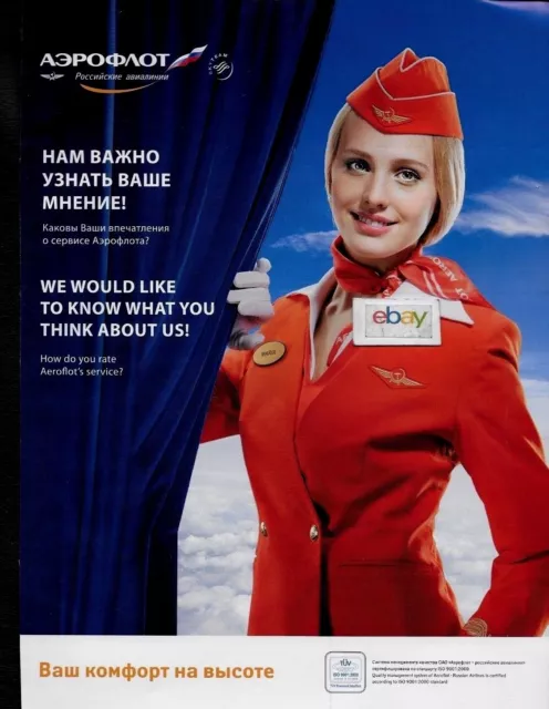 Aeroflot Russian Airlines F/A Maria Behind The Curtain 2013 Russian 90Th Ad