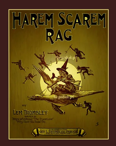 HAREM SCAREM Witch & demon 8x10 Vintage Halloween sheet music cover Art print