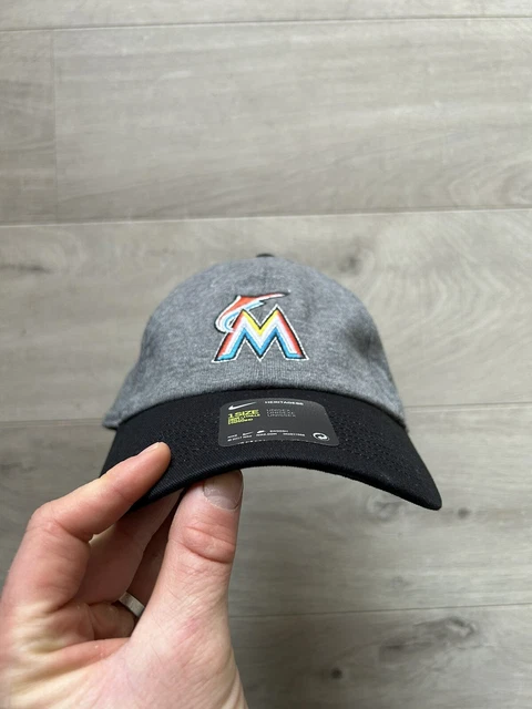 Miami Marlins Baseball MLB Unisex Nike Heritage86 Hat Cap Grey/Black - Brand New