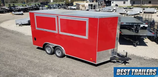 2023 8 x 16 enclosed concession 2 window vending trailer finished 8x16 marquee