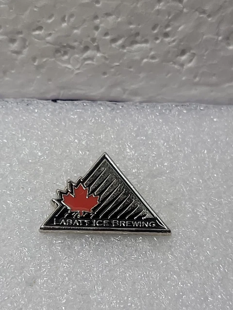 VTG Labatt ICE Brewing Company Enamel Lapel Hat Tie Pin Silver Tone Clutch Back