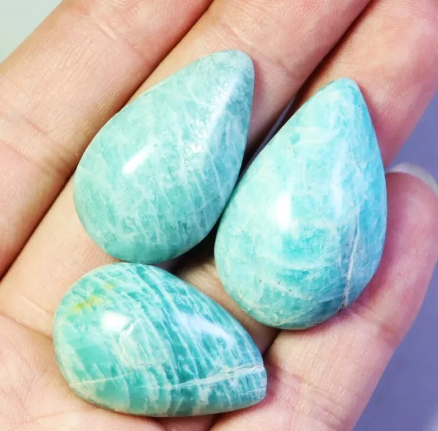 3pcs Natural Polished Amazonite Quartz Crystal Stone Pendant Healing Madagascar