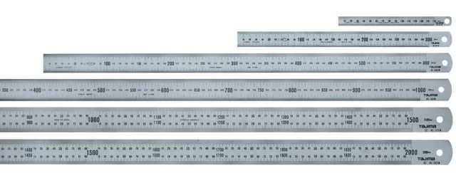 Tajima Rostfreier Stahlmaßstab, 300 x 25 mm Chrom, Klasse 1, 1 Stück, langlebig