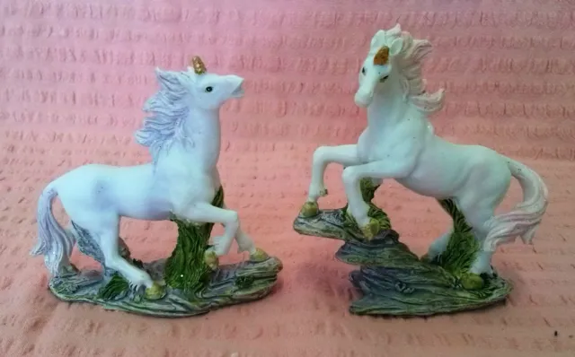 Unicorn Statuettes Fantasy Mythical Figurine Decorative Ornament-A (set of 2)