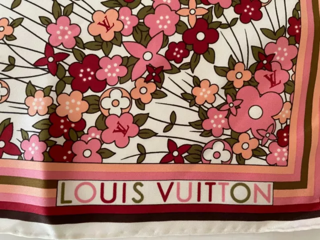 Louis Vuitton // Purple & Orange Monogram Floral Bandeau Scarf