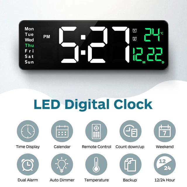 Horloge Numérique De Chambre - Grand Écran LED Horloge Avec