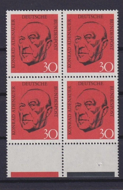 Bund 567 4er Block mit Unterrand und Bogenrandzudruck 30 Pf postfrisch