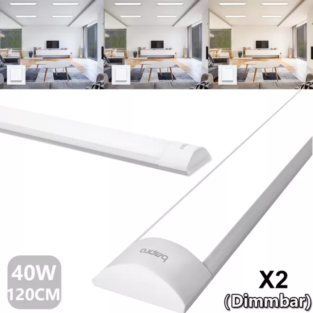 2x4FT LED Slim Ceiling Batten Tube Light 120CM Linear Fluro Fluorescent Dimmable