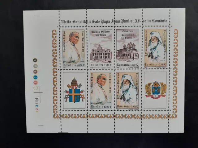 1999 - Romania - Pope John Paul II in Bucharest(error) ,Mi. 5410 - 5413, KB MNH