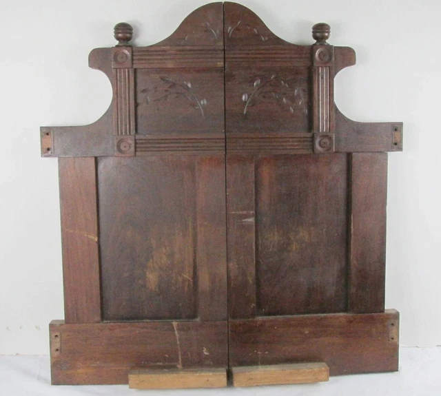 Set of 2 Antique Vintage Paneled Wood Cabinet Pantry Doors Shutters Old Stain