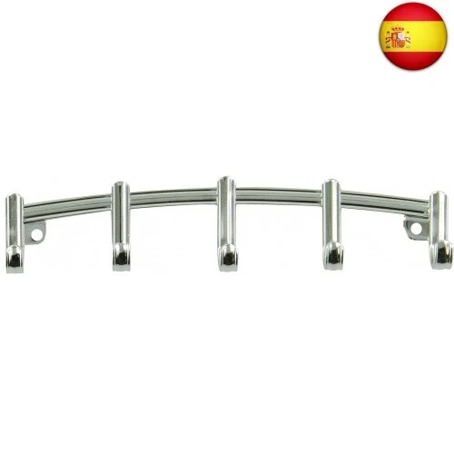 iDesign Cuelga llaves de pared, pequeño perchero de metal con 5 ganchos para
