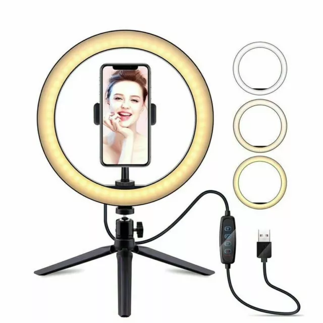 Anillo de Luz Led Aro Fotografía Maquillaje Streaming Trípode 10 " Pulg 24h  26