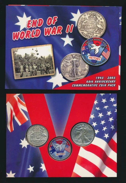 Australia & USA 1945-2005 End of WWII Silver & Coloured Coin Sherwood Set Scarce