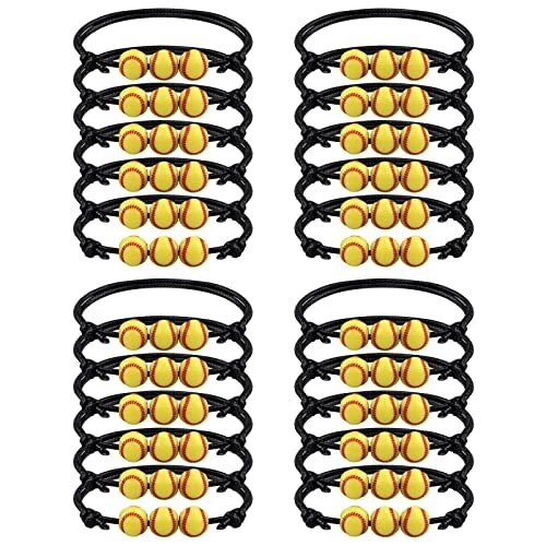 24 Pcs Bracelet Adjustable Sports Theme Charm Bracelets Ball Softball
