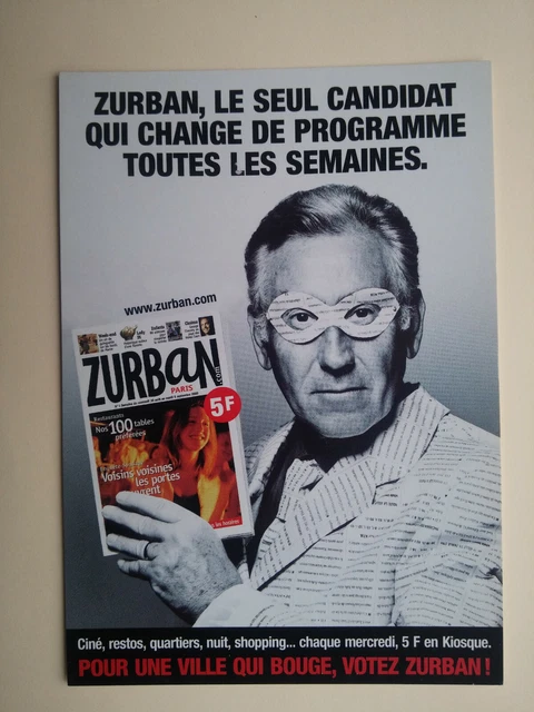 ZURBAN  MAGAZINE VOTEZ ZURBAN  pub advert  carte postale postcard