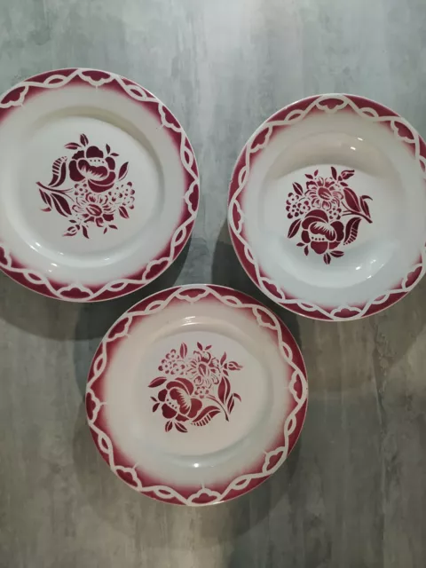 Deux assiettes plates & une assiette creuse Digoin Sarreguemines