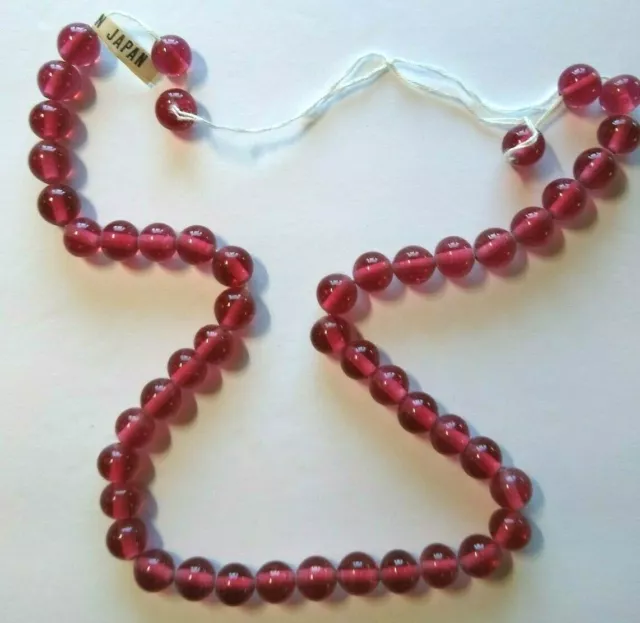 49 Cherry Brand Red Translucent Vintage Round Glass Beads 12 mm With Japan Tag