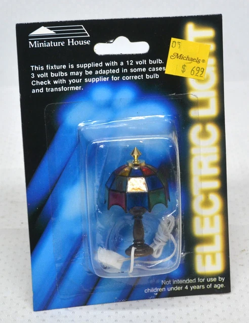 Miniature House Electric Table Lamp w/Multicolored Octogon Shade &12V Bulb ddL6