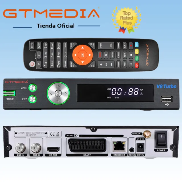 GT Media V8X Digital Satélite TV HD Receptor DVB-S/S2/S2X, 1080P Receptor  de satélite FTA gratuito H.265 incorporado 2.4G WiFi SCART+CA, soporte Biss  Key, , Cccam, 3G USB dongle, V8 Nova : Electrónica 