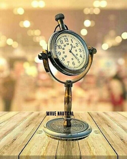 Antike Tischuhr Dekor Messing Uhr nautischen antiken Tisch Maritime Marine... 2