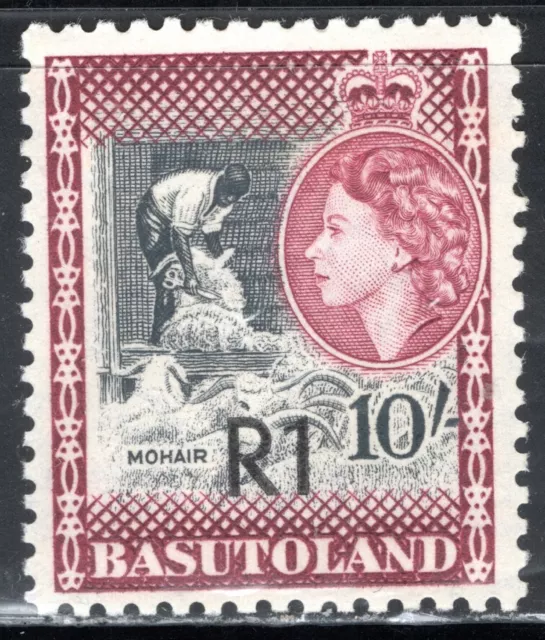 Basutoland Stamp Scott #71b, 1r on 10sh Surcharge, Type II, MNH, SCV$32.50