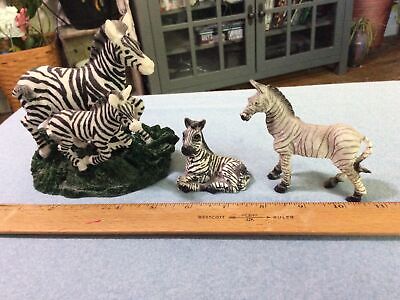 Lot of 3 resin zebra figurines collection. Middle Is A United Design.