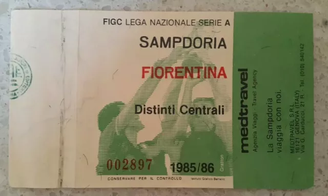 Sampdoria - Fiorentina - Biglietto Distinti Centrali Campionato Serie A 1985/86